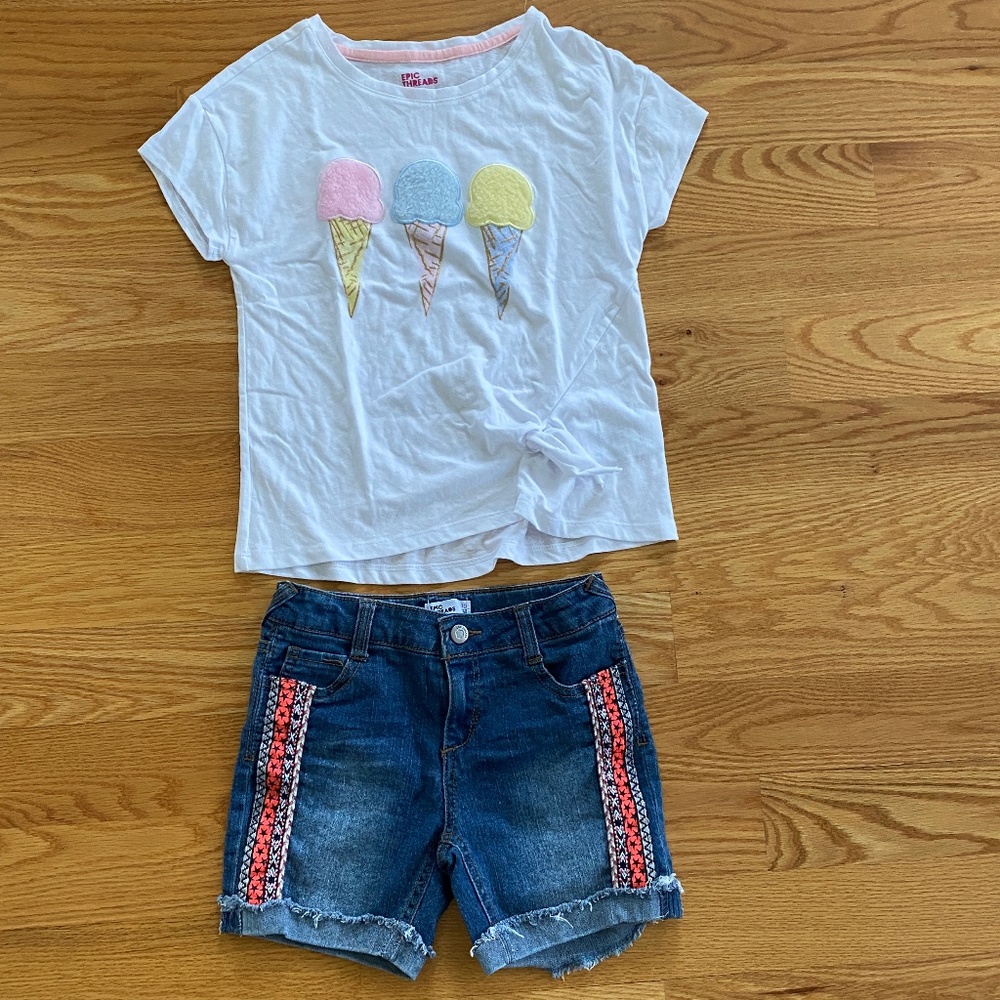 Epic Threads NWOT Girls Jean Shorts & NWT Top (10)
